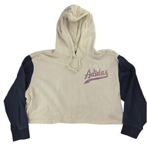 Adidas | Color Block Cropped Hoodie Sweatshirt | Size 4 (Small)